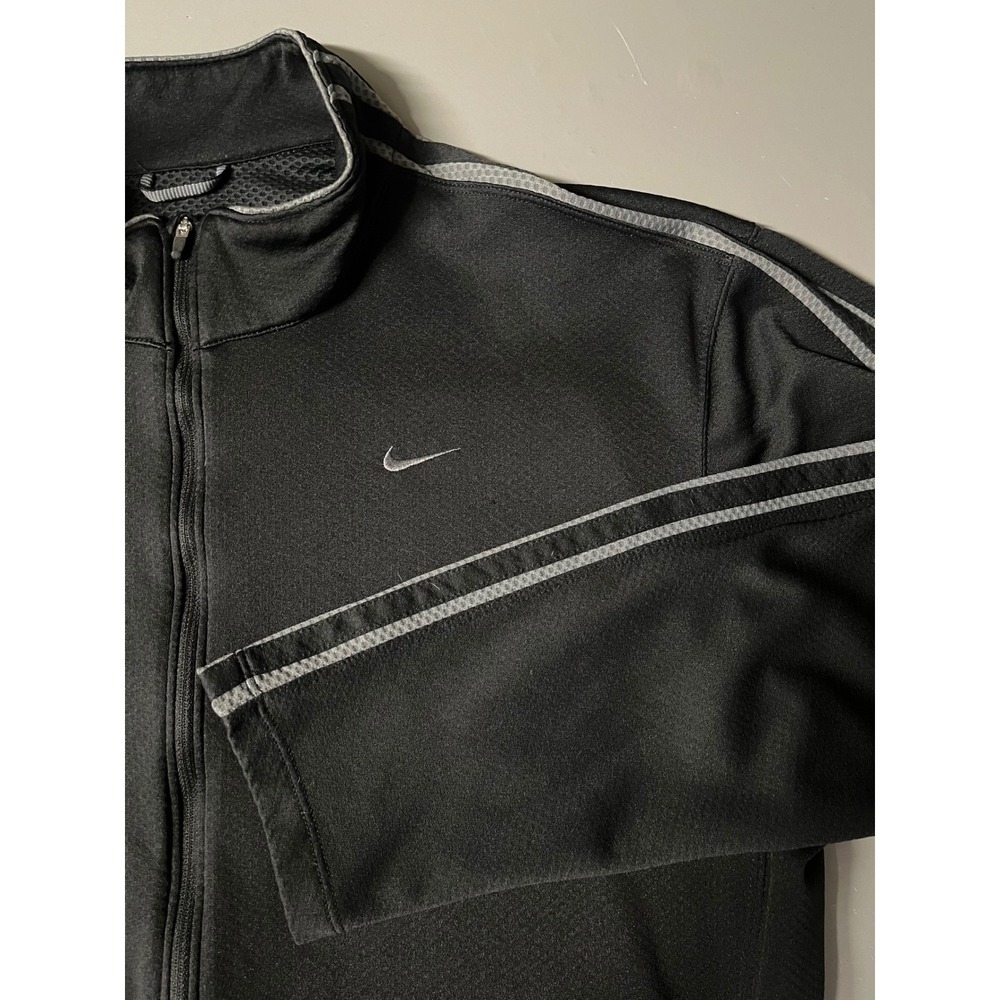 Nike Fit Dry Mens XXL Track Jacket Black Grey Full Zip Athletic 244024-010